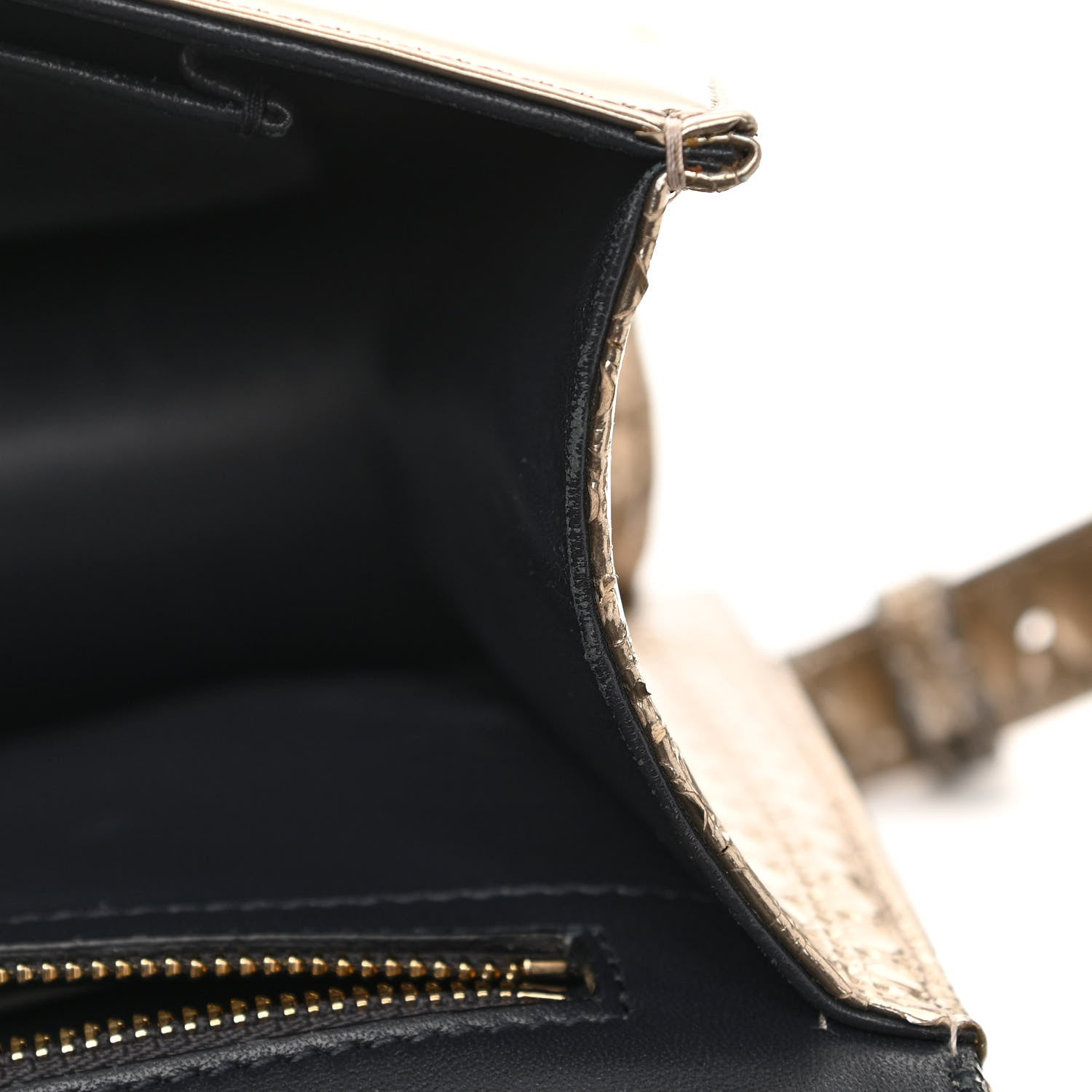 Christian Dior Metallic Patent Micro-Cannage Medium Diorama Flap Bag Gold 11 of 13