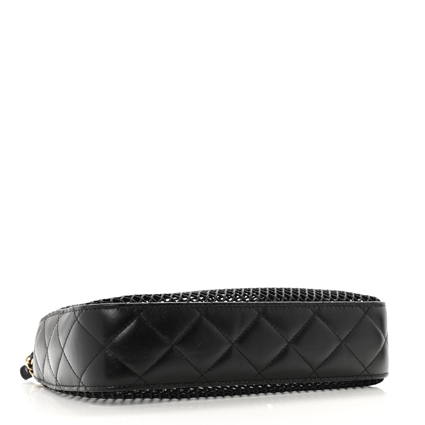 Mesh Shiny Lambskin Clutch With Chain Black