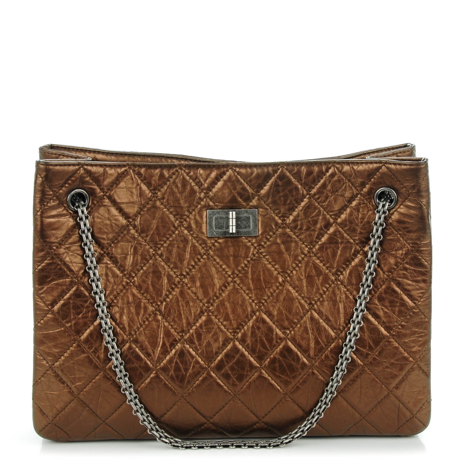 Chanel Aged Calfskin Quilted Reissue 2.55 Tote Bronze 1 of 7