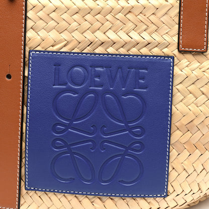 Loewe Raffia Basket Tote Bag Natural Tan Navy 8 of 10