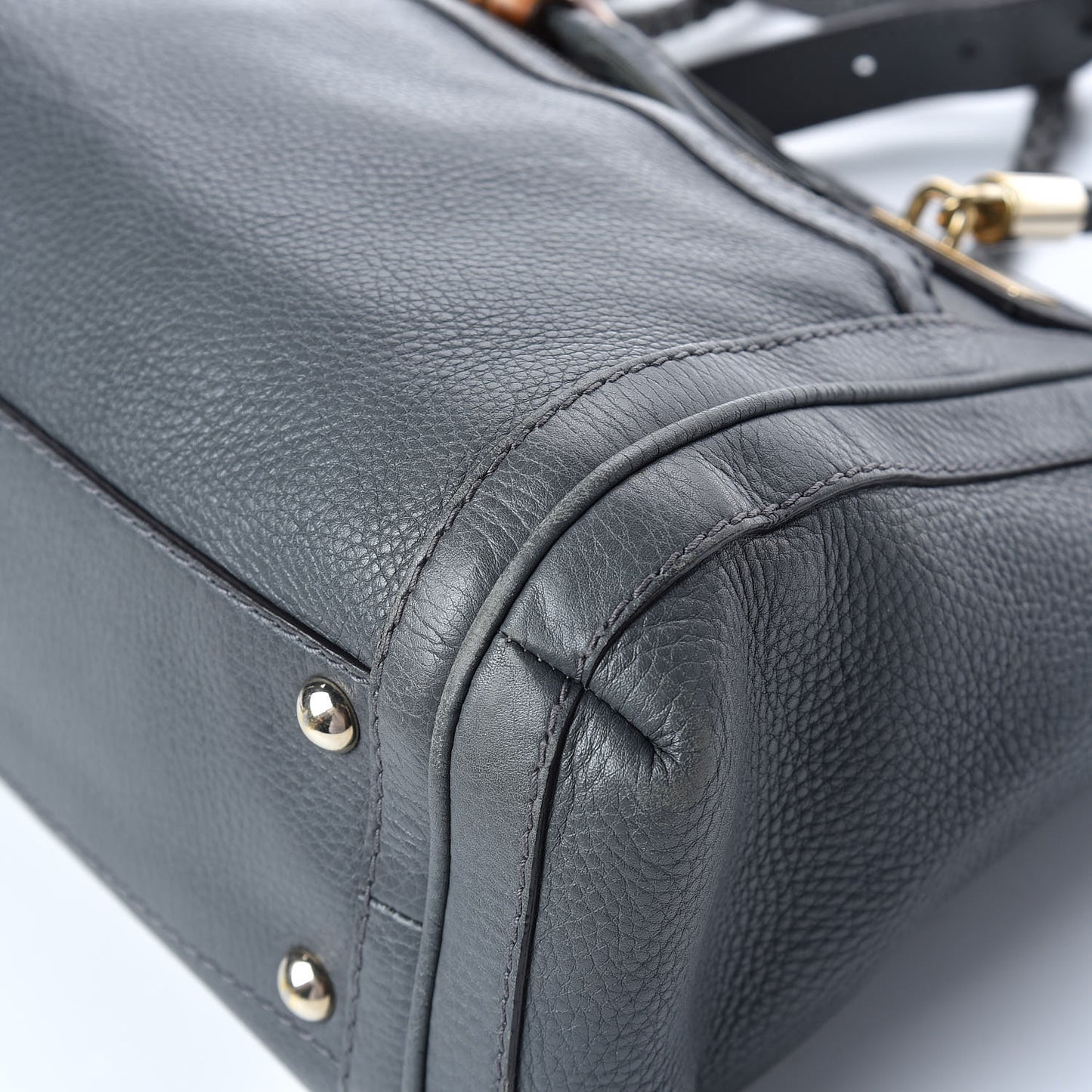Pebbled Calfskin Small Bella Top Handle Bag Gray