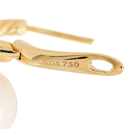 David Yurman 18K Yellow Gold Diamond Pearl Classics Pave Drop Earrings 4 of 4