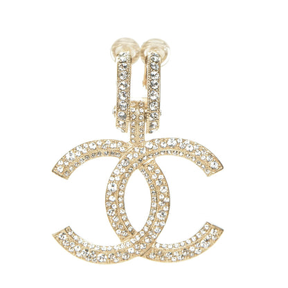 Chanel Crystal CC Clip On Earring Gold 1 of 4