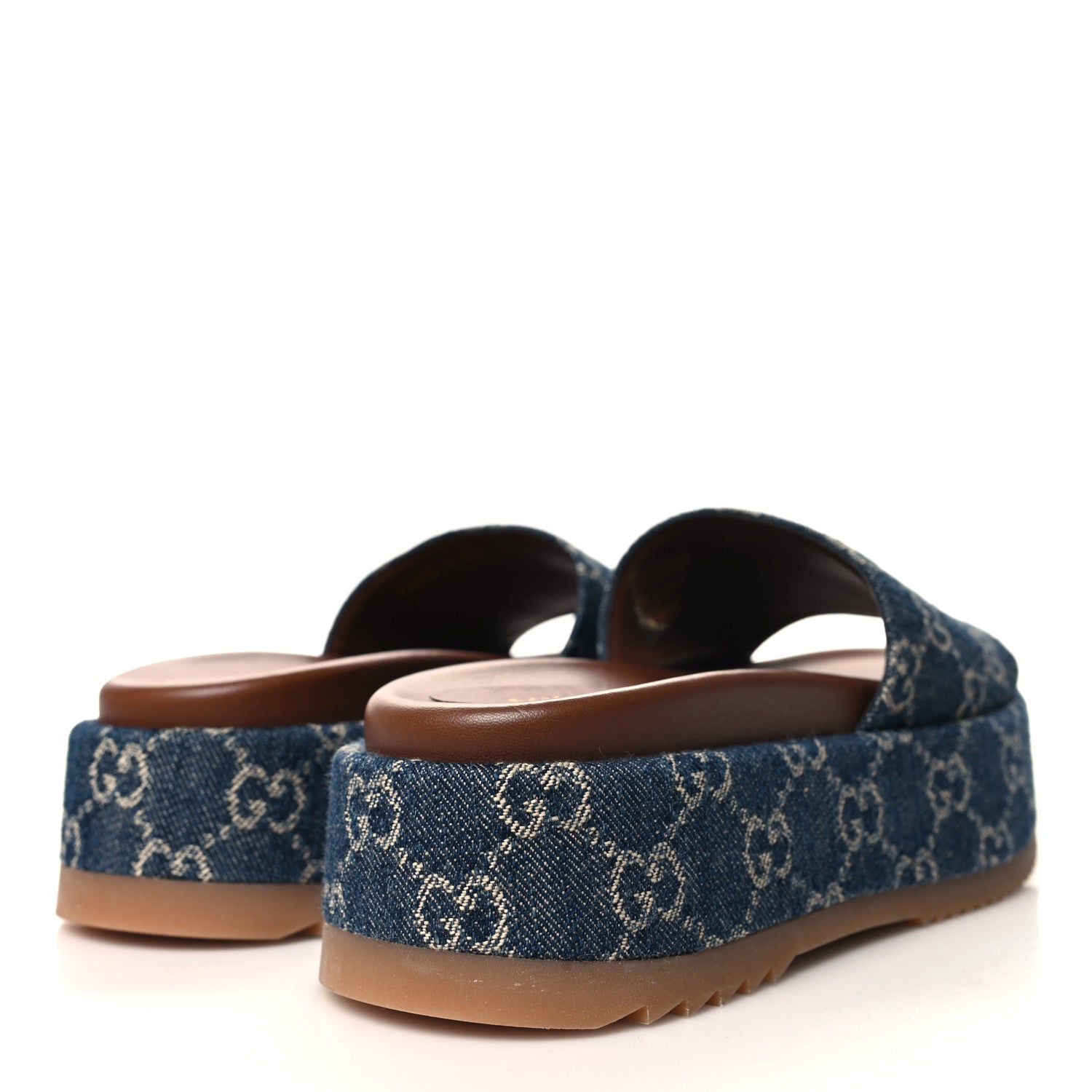 Gucci New Denim GG Monogram Angelina Platform 55mm Slide Sandals 36 Blue Tea 4 of 9