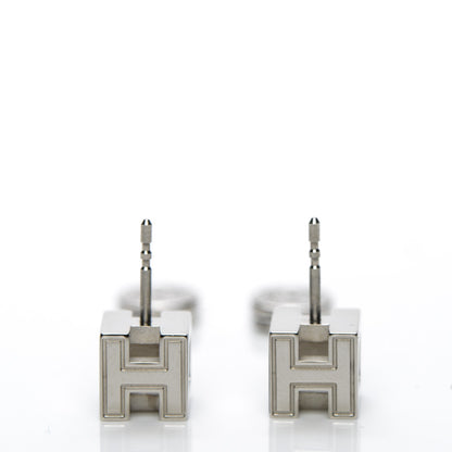 Hermes Palladium Lacquered Cage d'H Earrings 3 of 6