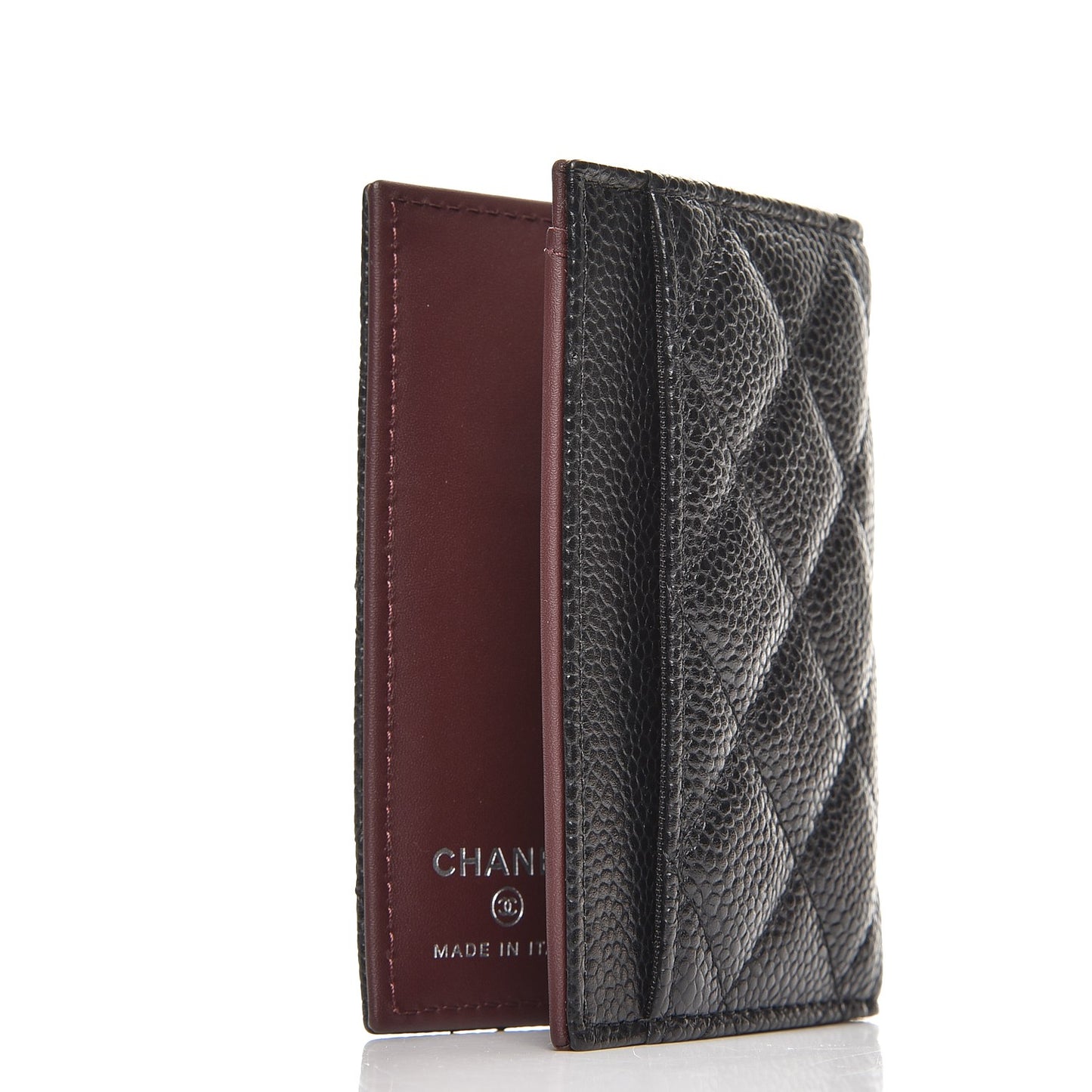 Caviar Quilted Card Holder Wallet Black