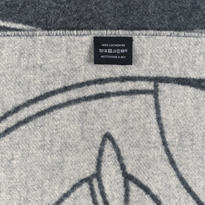 Hermes Cashmere Casaque Entrelacs Equestres Muffler Anthracite Gris Clair 3 of 3