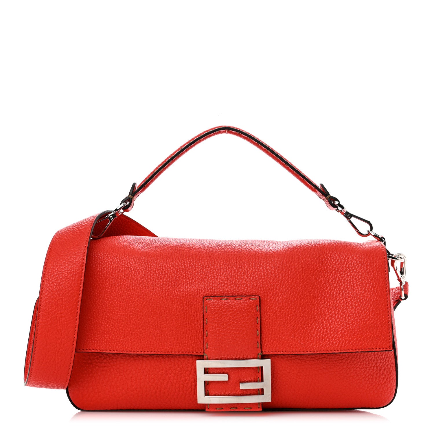 Fendi Cuoio Romano Selleria Large Baguette Papavero 1 of 10