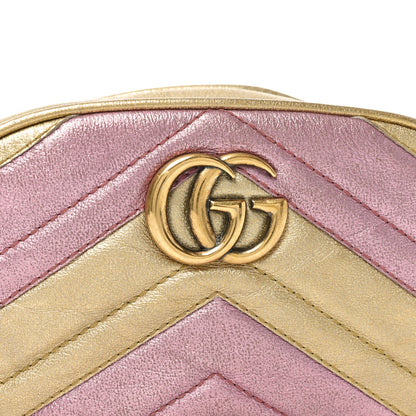 Gucci Metallic Nappa Matelasse Heart GG Marmont Belt Bag 85 34 Oro Vecchio Rosa 8 of 12