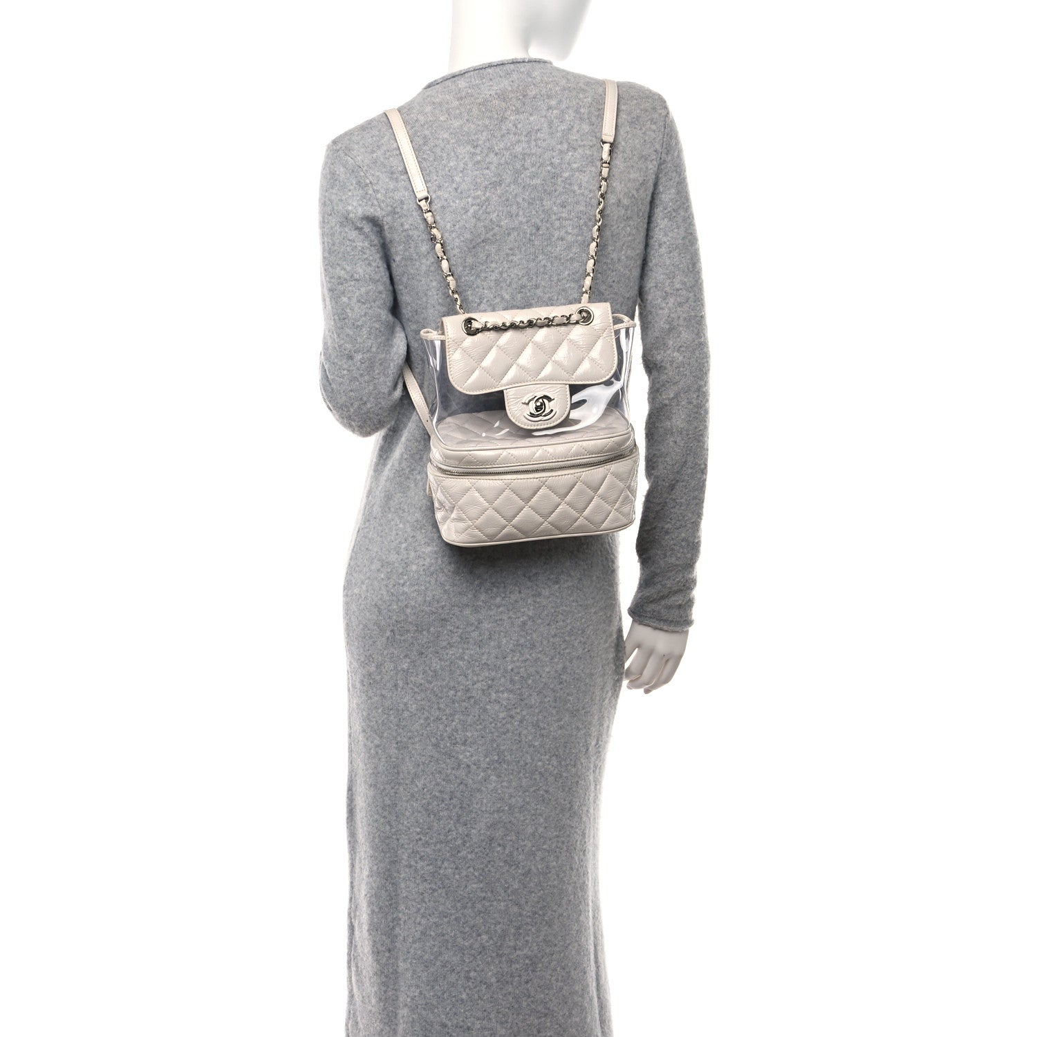 Chanel Crumpled Calfskin PVC Quilted Backpack White 2 of 12