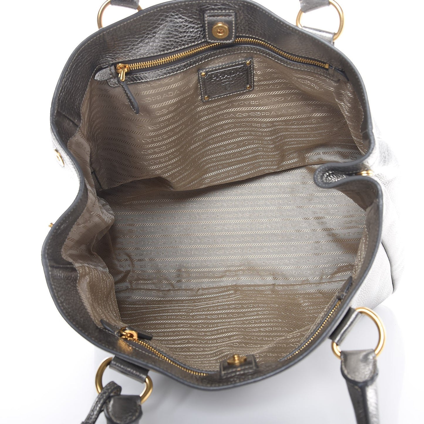 Metallic Vitello Daino Shopping Tote Acciaio