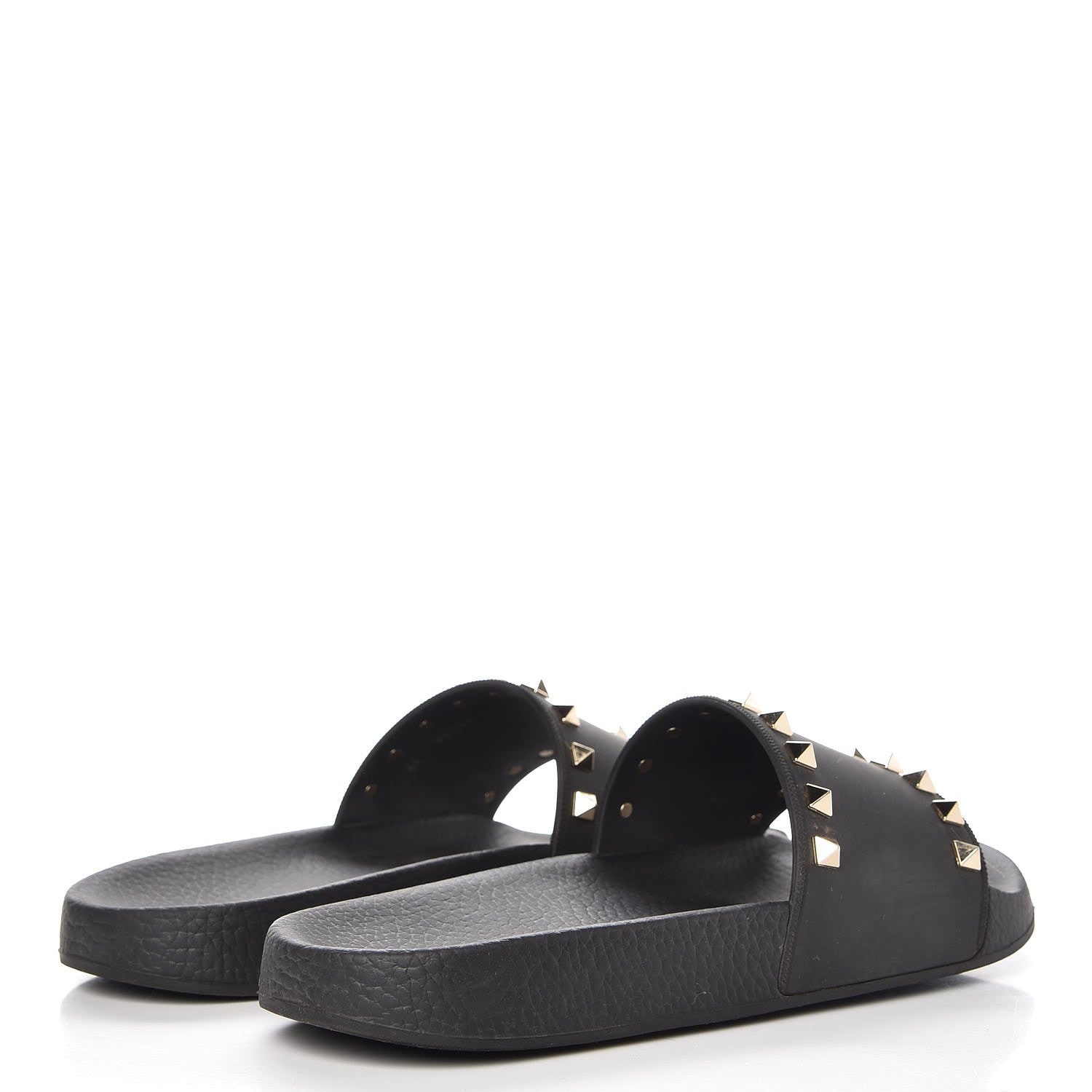 Valentino Garavani Rubber Rockstud Slide Sandals 39 Black 4 of 12