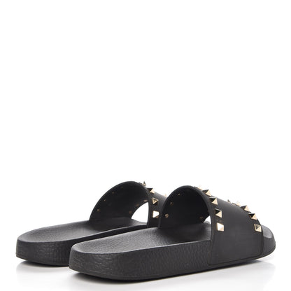 Valentino Garavani Rubber Rockstud Slide Sandals 39 Black 4 of 12