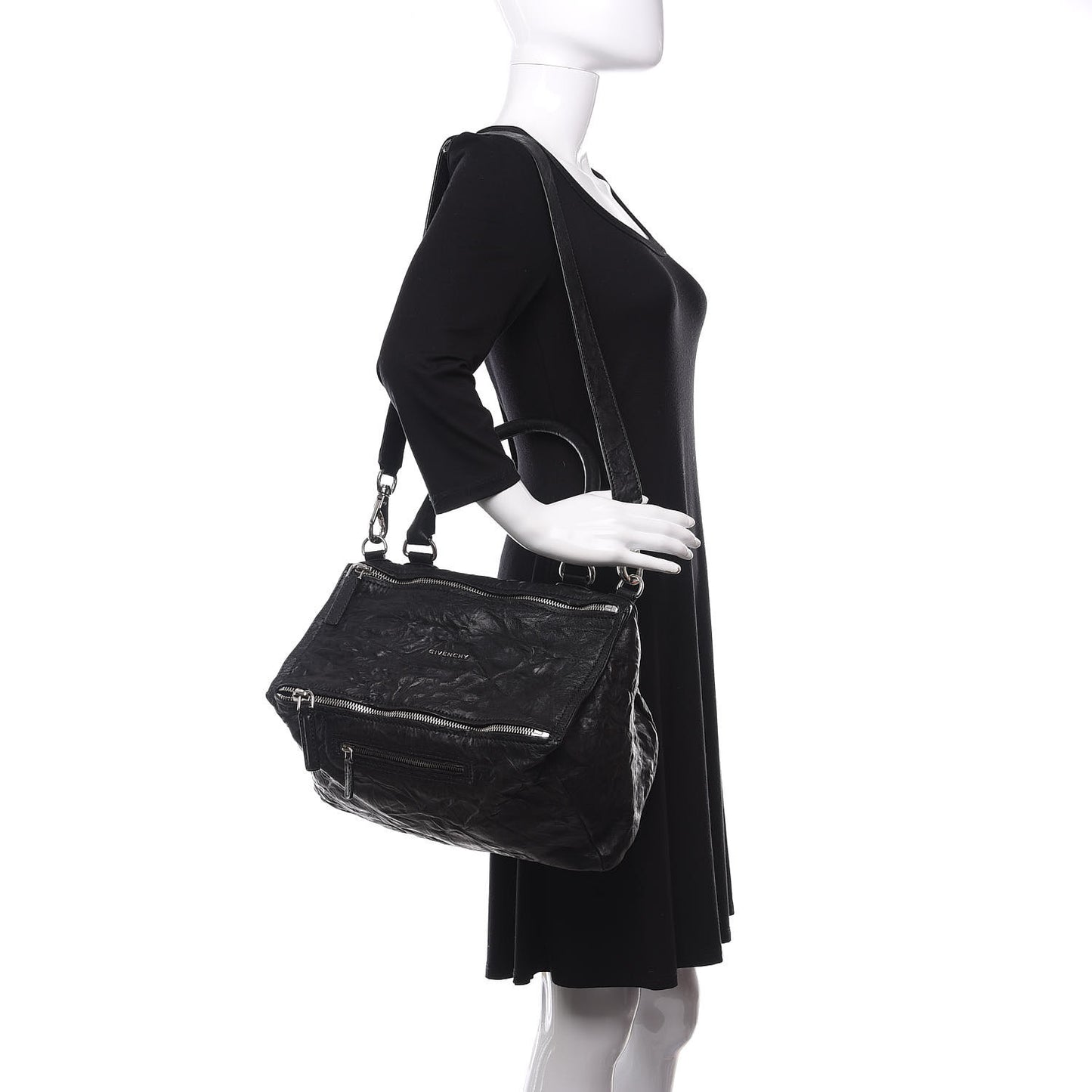 Tumbled Sheepskin Medium Pandora Bag Black