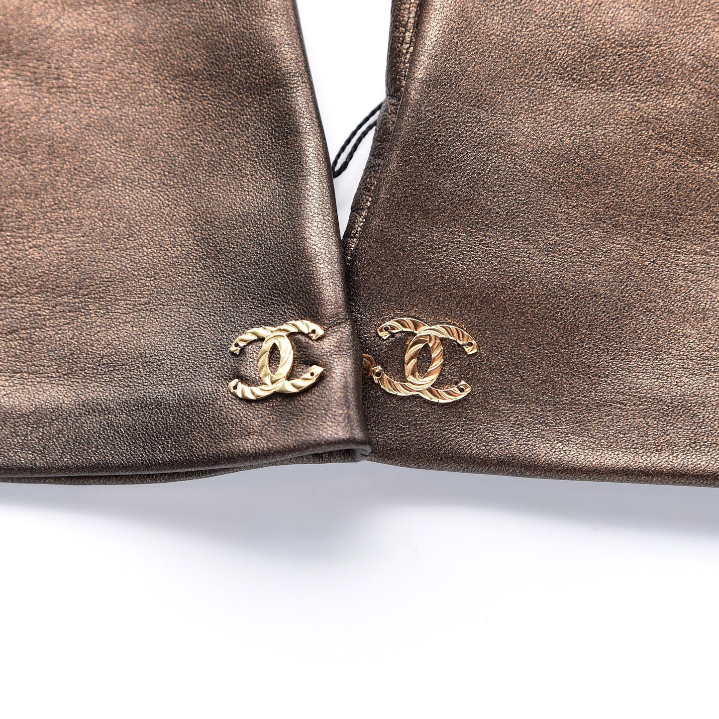 Metallic Lambskin Long Gloves 8 Black Brown