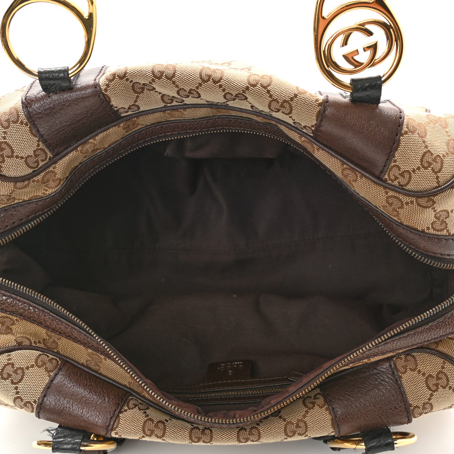 Monogram Medium Interlocking Icon Tote Dark Brown