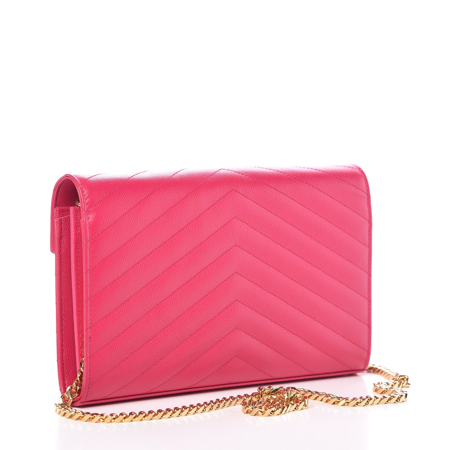 Grain De Poudre Matelasse Chevron Monogram Chain Wallet Bubblegum