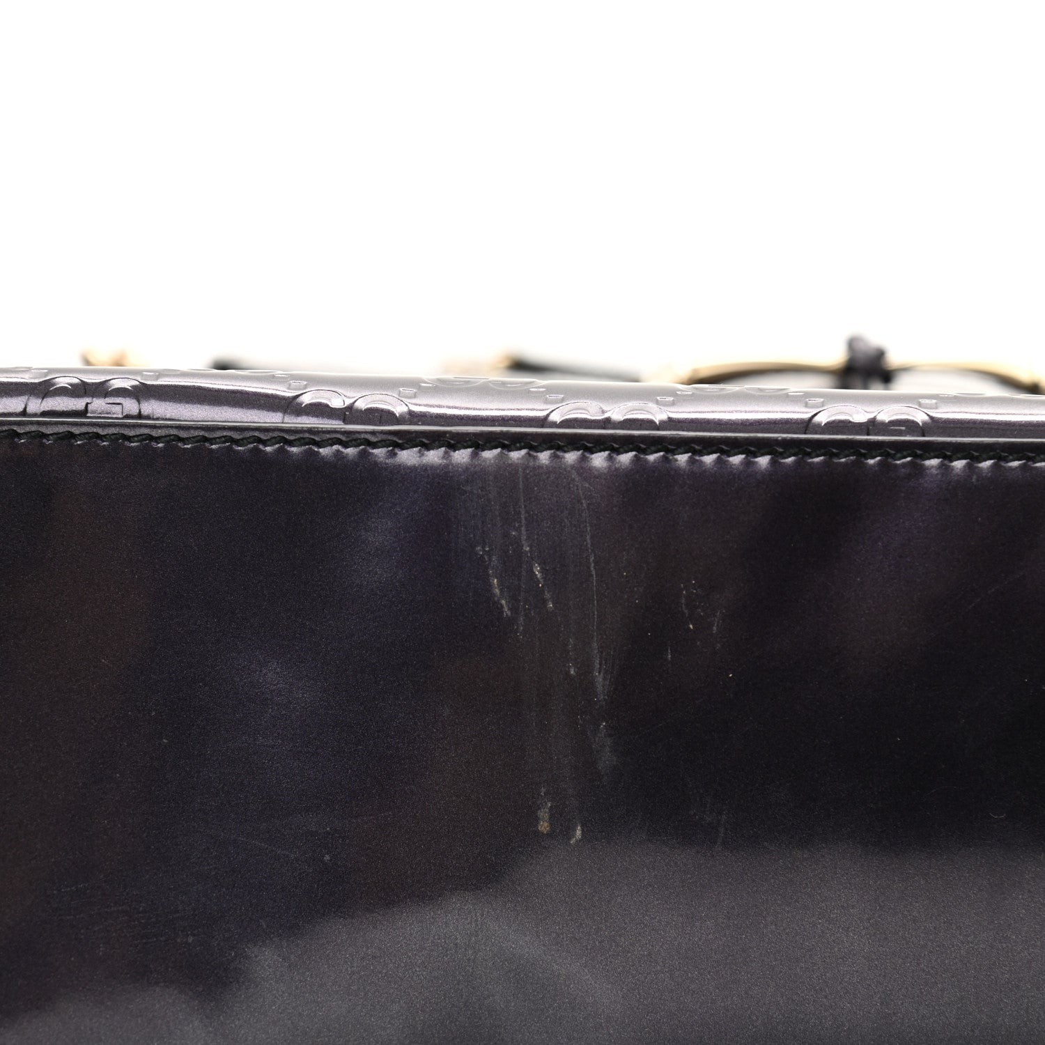 Gucci Shine Guccissima Large Emily Chain Shoulder Bag Melanzana 11 of 13