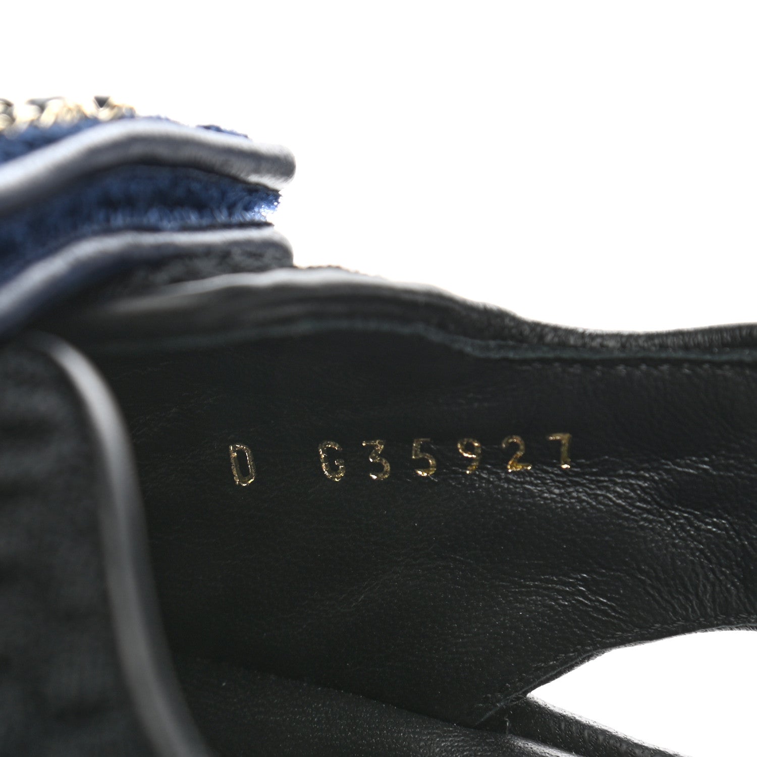 Chanel Knit Fabric Velcro Dad Sandals 37.5 Black Dark Blue Light Blue 8 of 9