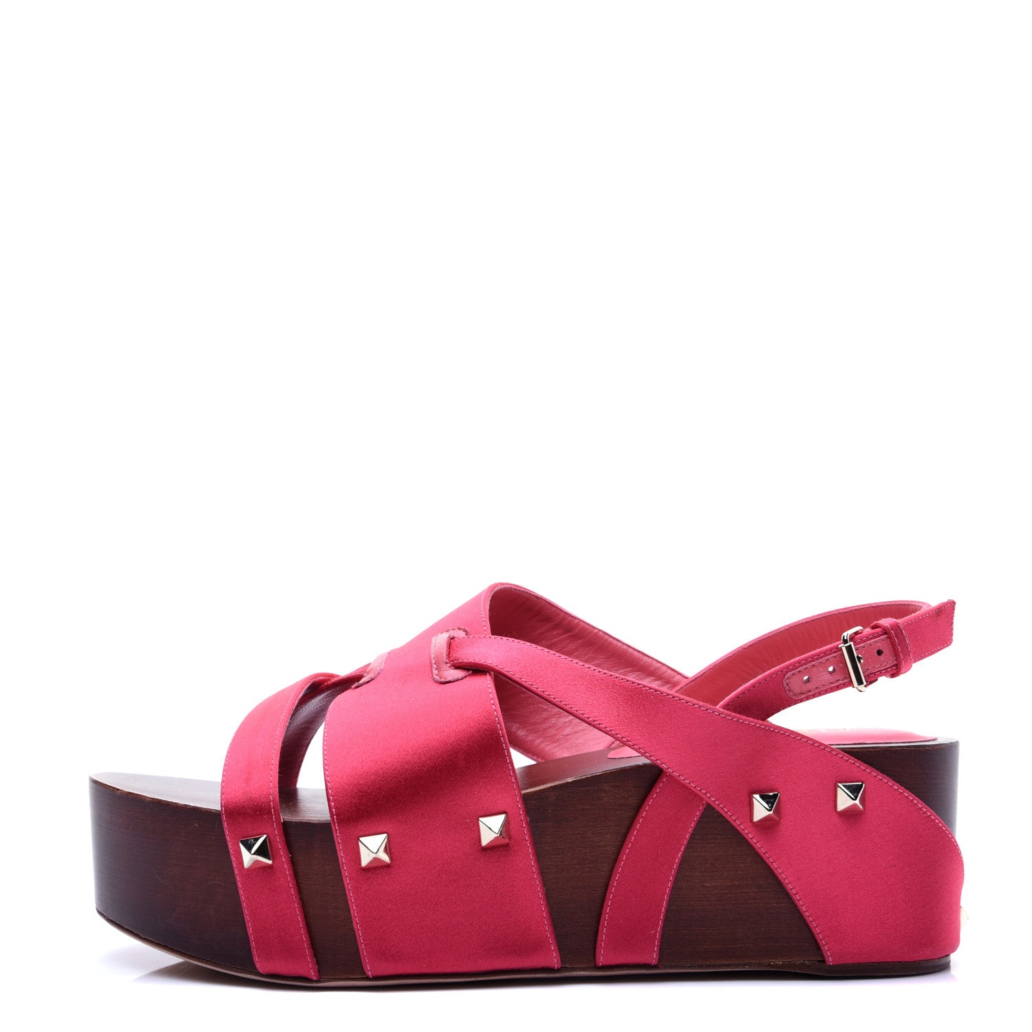 Valentino Garavani Satin Rockstud Platform Sandals 37 Pink 1 of 12