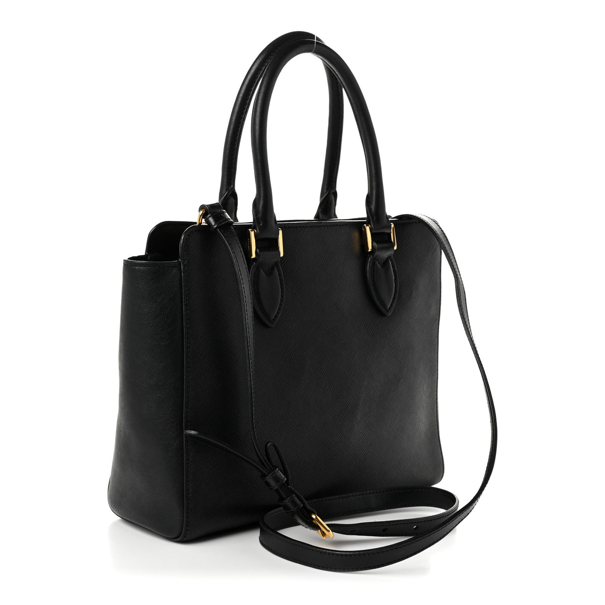 Prada Saffiano Soft Calfskin Small Zippered Tote Black 3 of 12