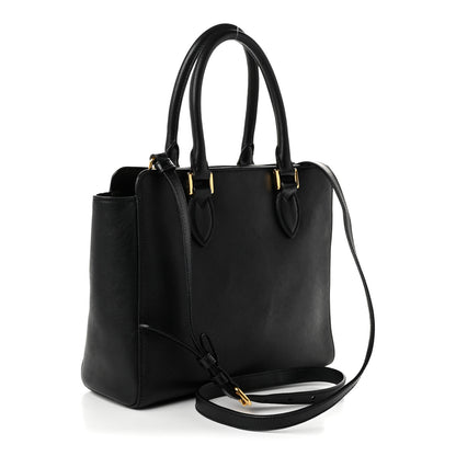 Prada Saffiano Soft Calfskin Small Zippered Tote Black 3 of 12