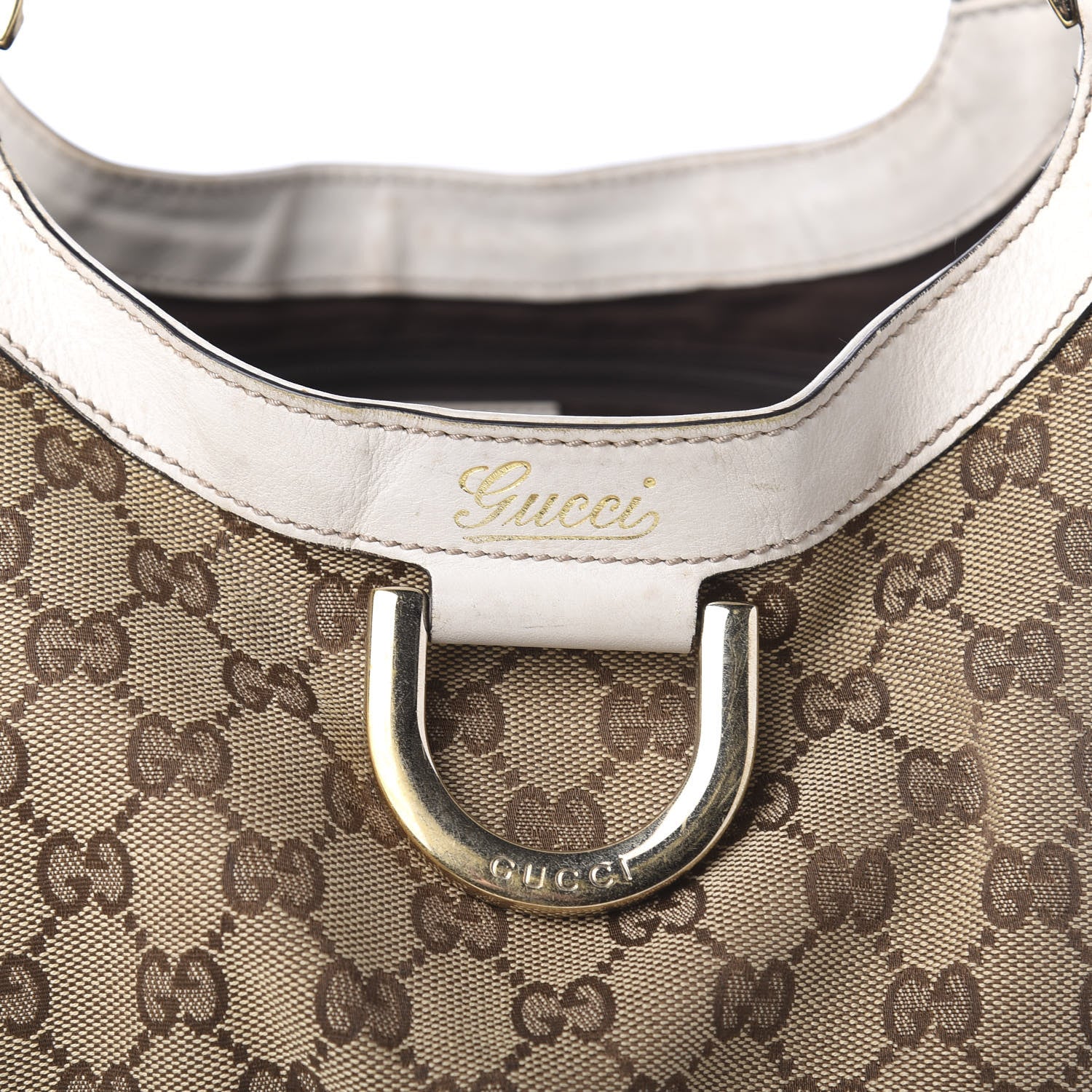 Gucci Monogram Large D Gold Ring Hobo Off White 10 of 12
