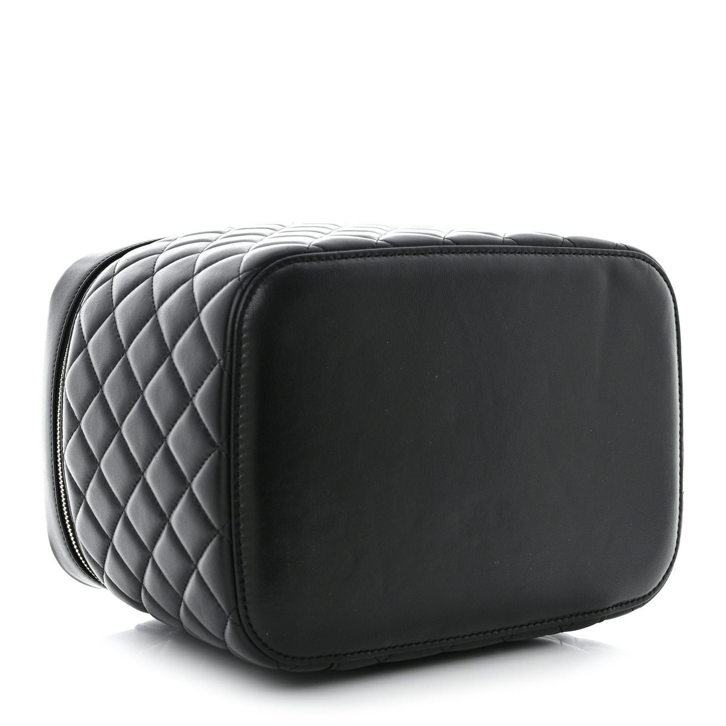 Lambskin Quilted Large Vanity Pouch Black