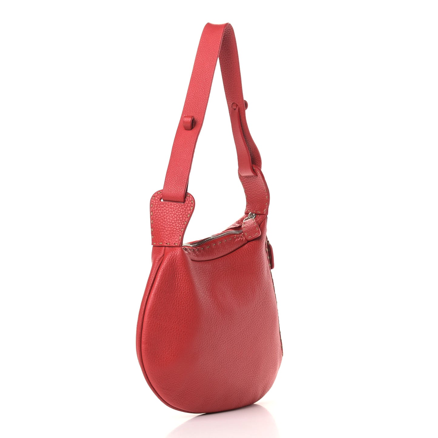 Calfskin Romano Selleria Hobo Bag Red