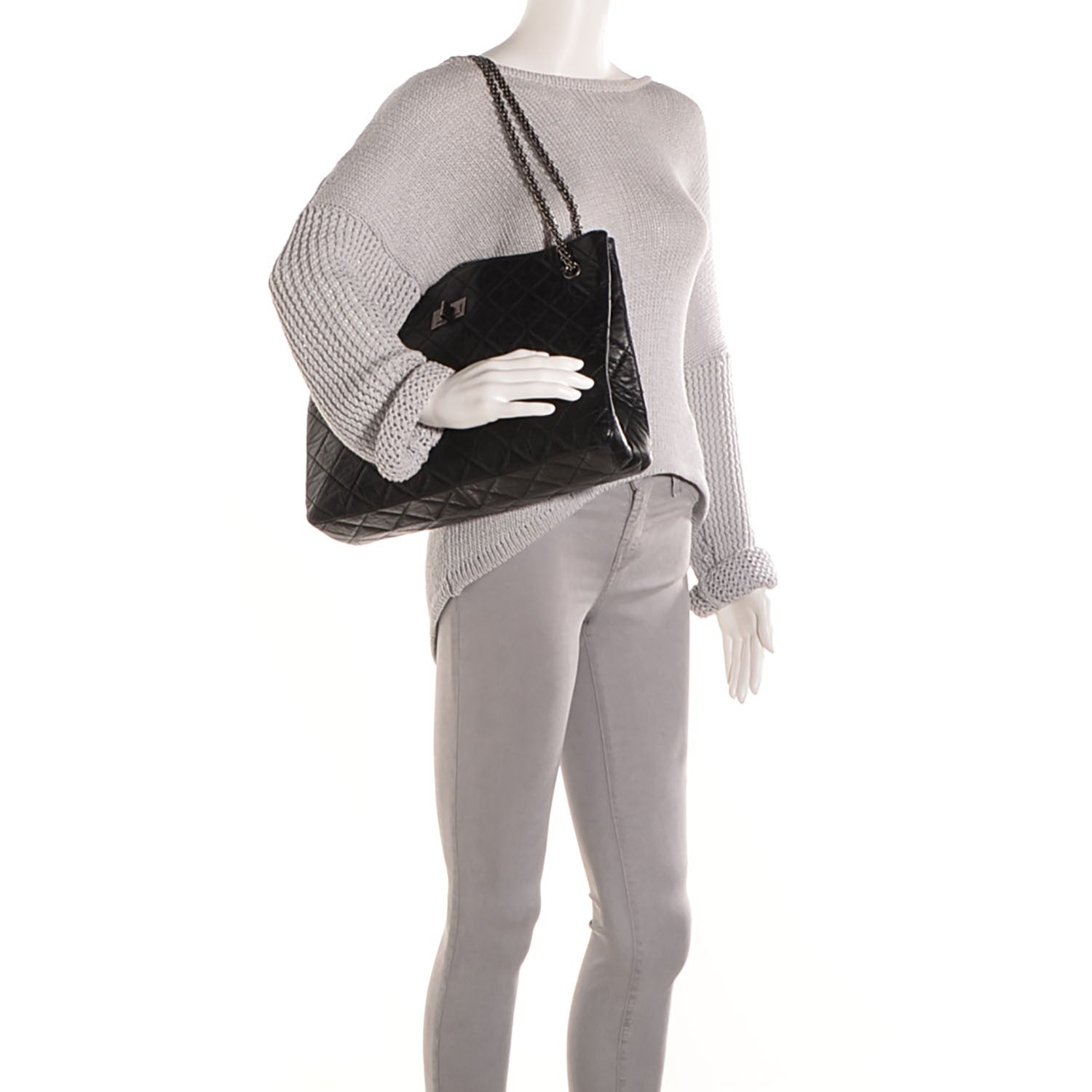 Chanel Aged Calfskin Reissue 2.55 Tote Black 2 of 7
