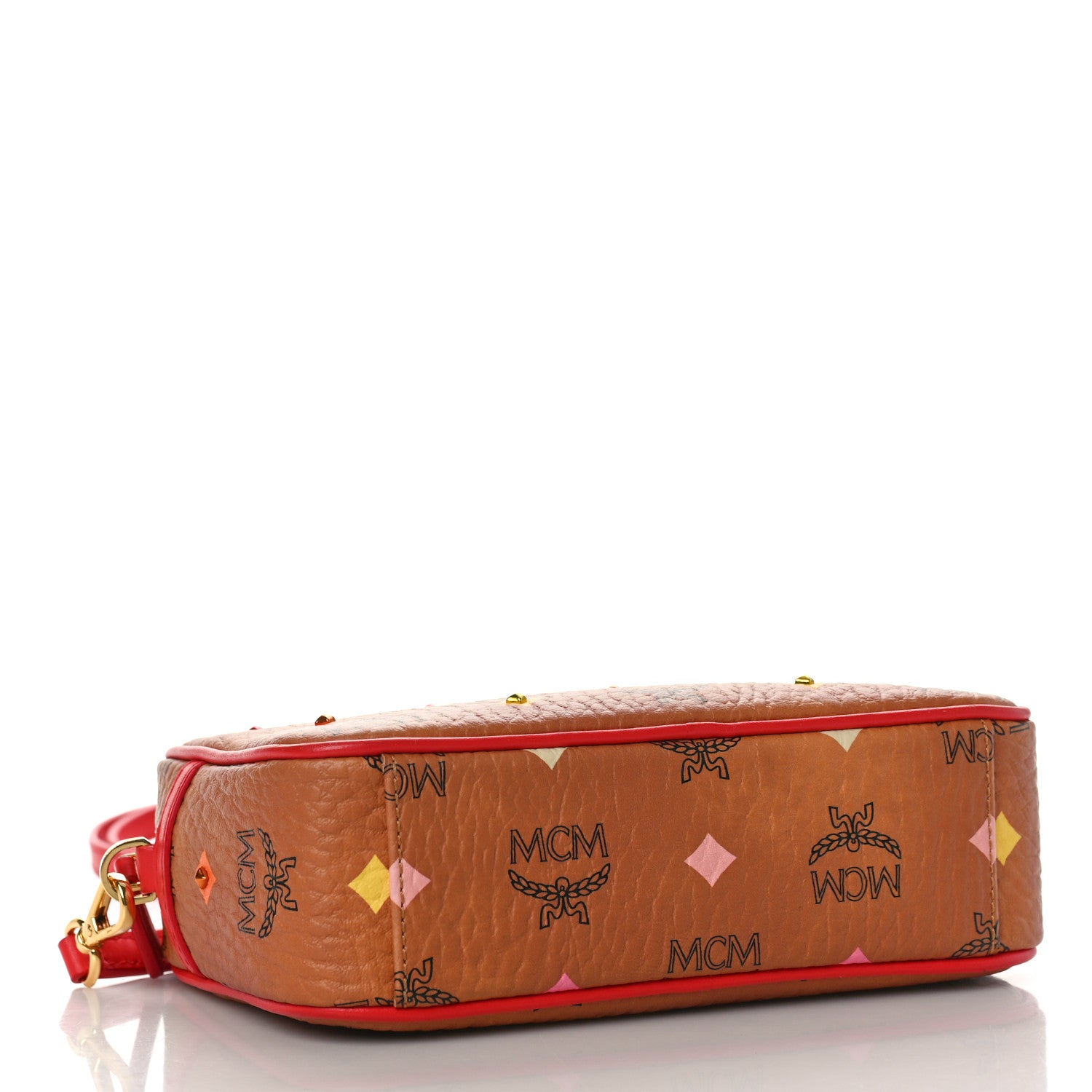 MCM Skyoptic Visetos Spectrum Diamond Camera Bag Cognac Red 4 of 8
