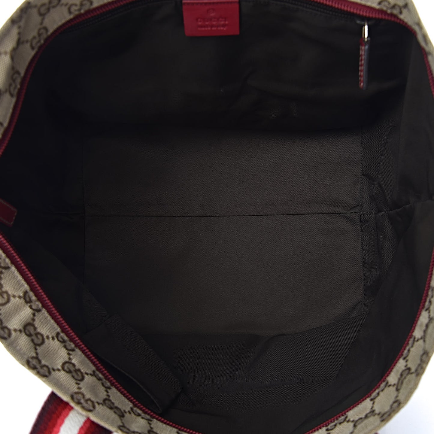 GG Monogram Medium Web Handle Bucket Tote Red White