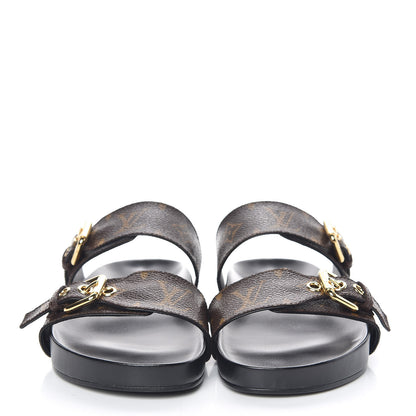 Louis Vuitton Monogram Bom Dia Mule Sandals 37 Black 2 of 8