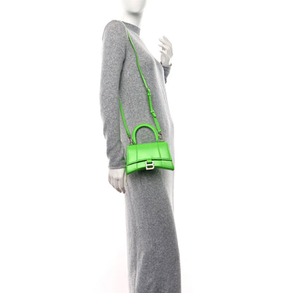Balenciaga Shiny Box Calfskin Hourglass Top Handle Bag XS Acid Green 2 of 11