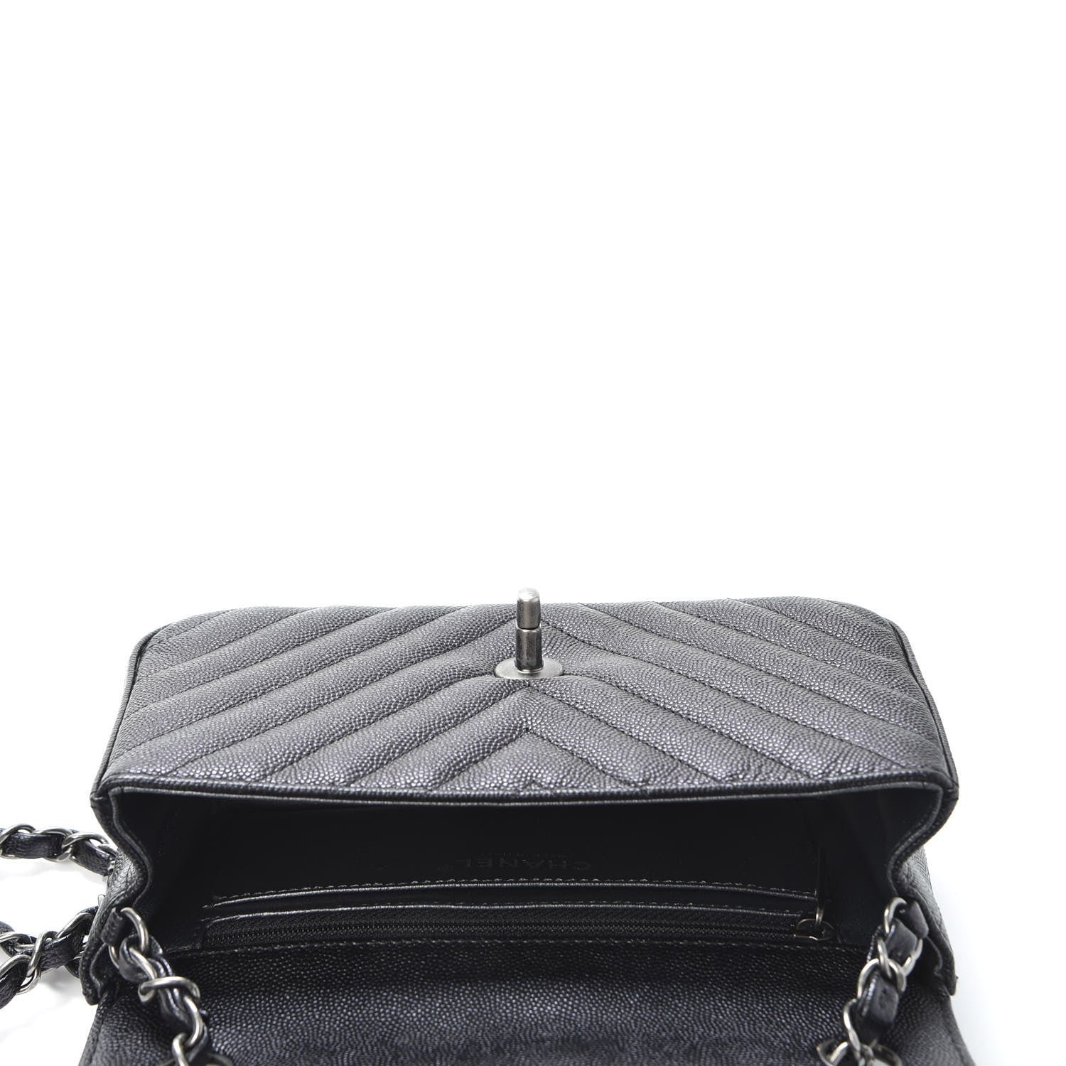 Chanel Iridescent Caviar Chevron Quilted Mini Rectangular Flap Black 4 of 10