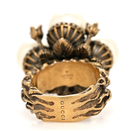 Gucci Metal Pearl Ring 6 Aged Gold 3 of 4