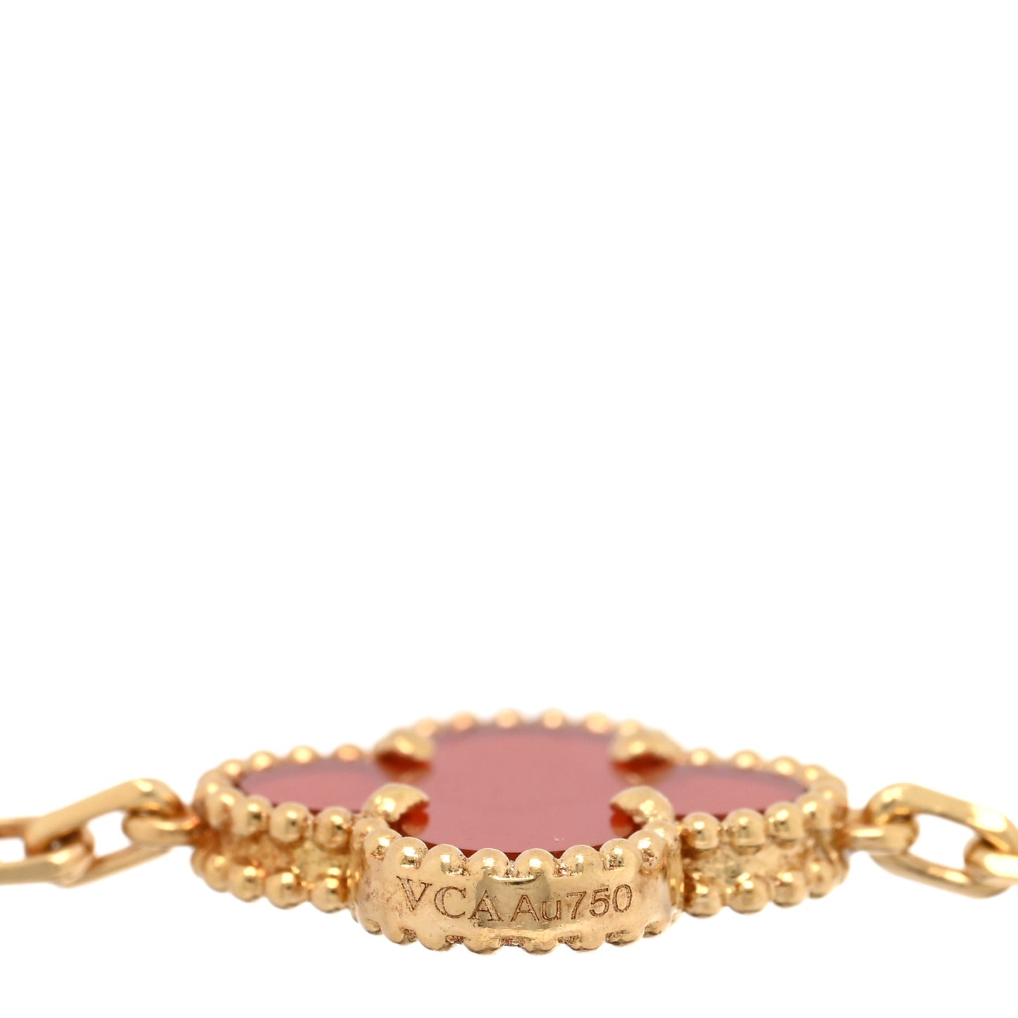 18K Yellow Gold Carnelian 5 Motifs Vintage Alhambra Bracelet
