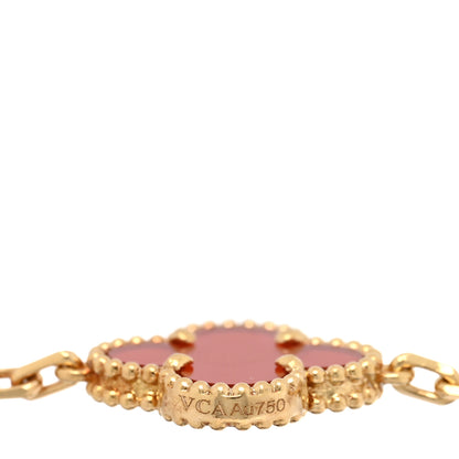 Van Cleef & Arpels 18K Yellow Gold Carnelian 5 Motifs Vintage Alhambra Bracelet 3 of 3