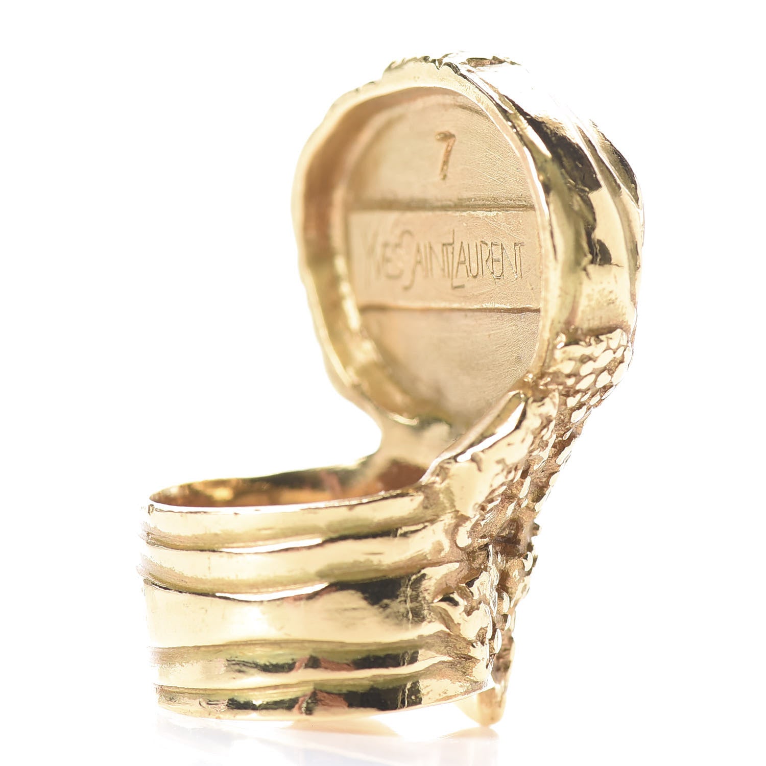 Saint Laurent Glass Cabochon Arty Ovale Ring 7 Gold Lapis 3 of 5