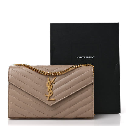 Saint Laurent Grain De Poudre Matelasse Chevron Monogram Chain Wallet Fard 9 of 9