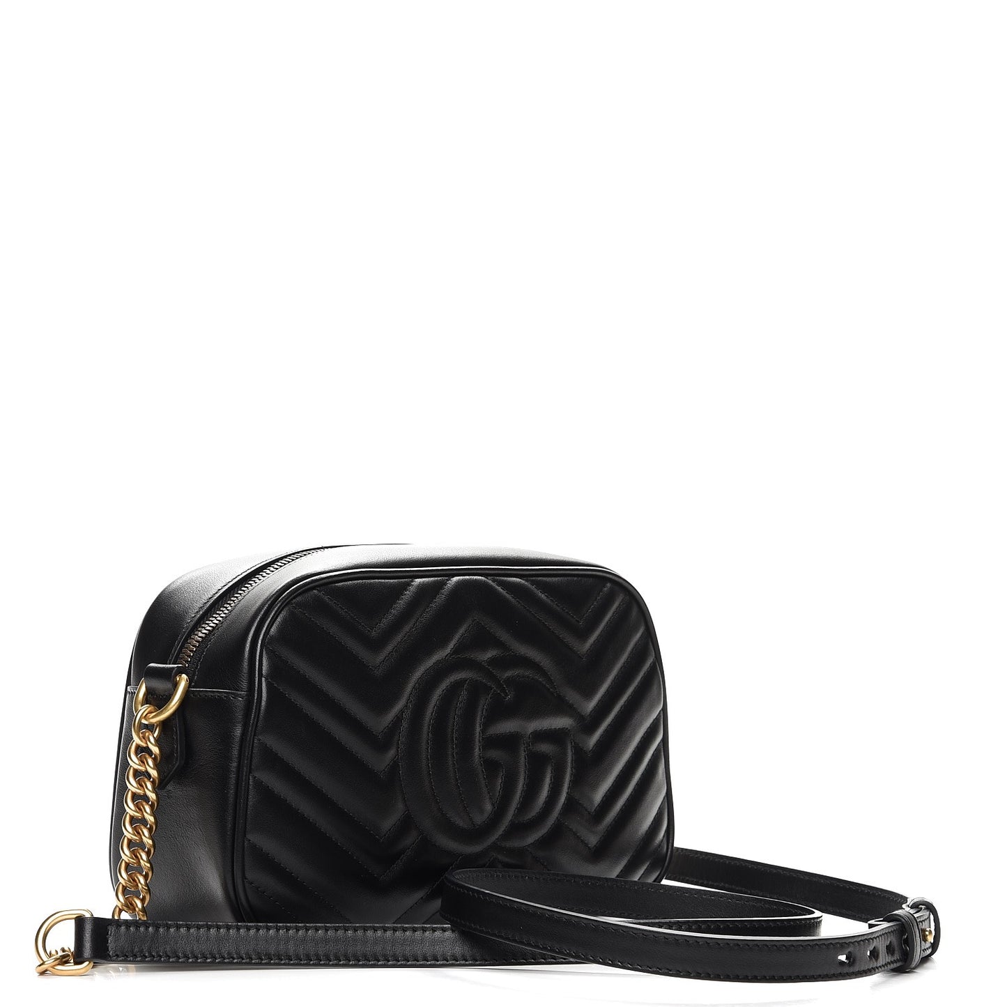 Calfskin Matelasse Small GG Marmont Chain Shoulder Bag Black