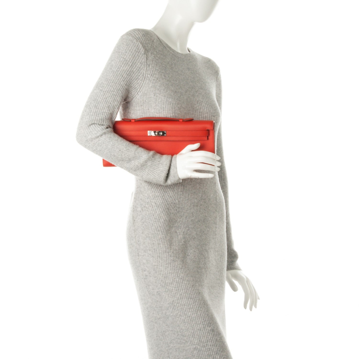 Hermes Swift Kelly Cut Clutch Pochette Capucine 2 of 15