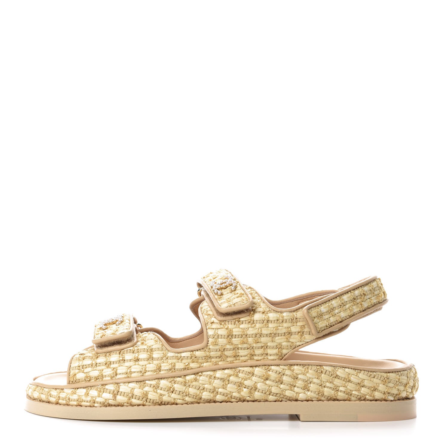 Chanel Braided Fabric Velcro Dad Sandals 40 Beige 1 of 10