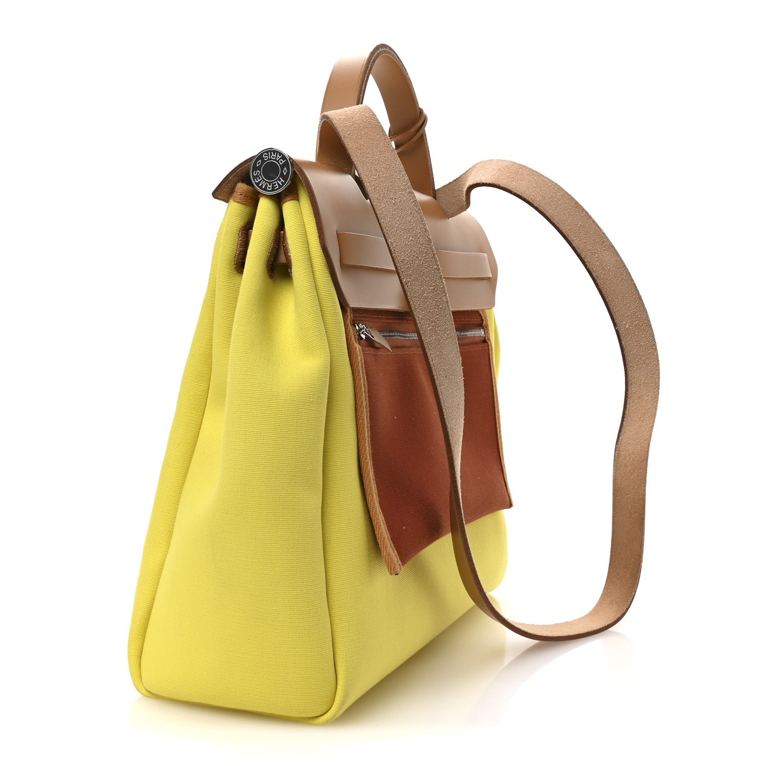 Hermes Military Toile Vache Hunter Herbag Zip Retourne 31 PM Lime Naturel Sable Rouge Garance 4 of 11