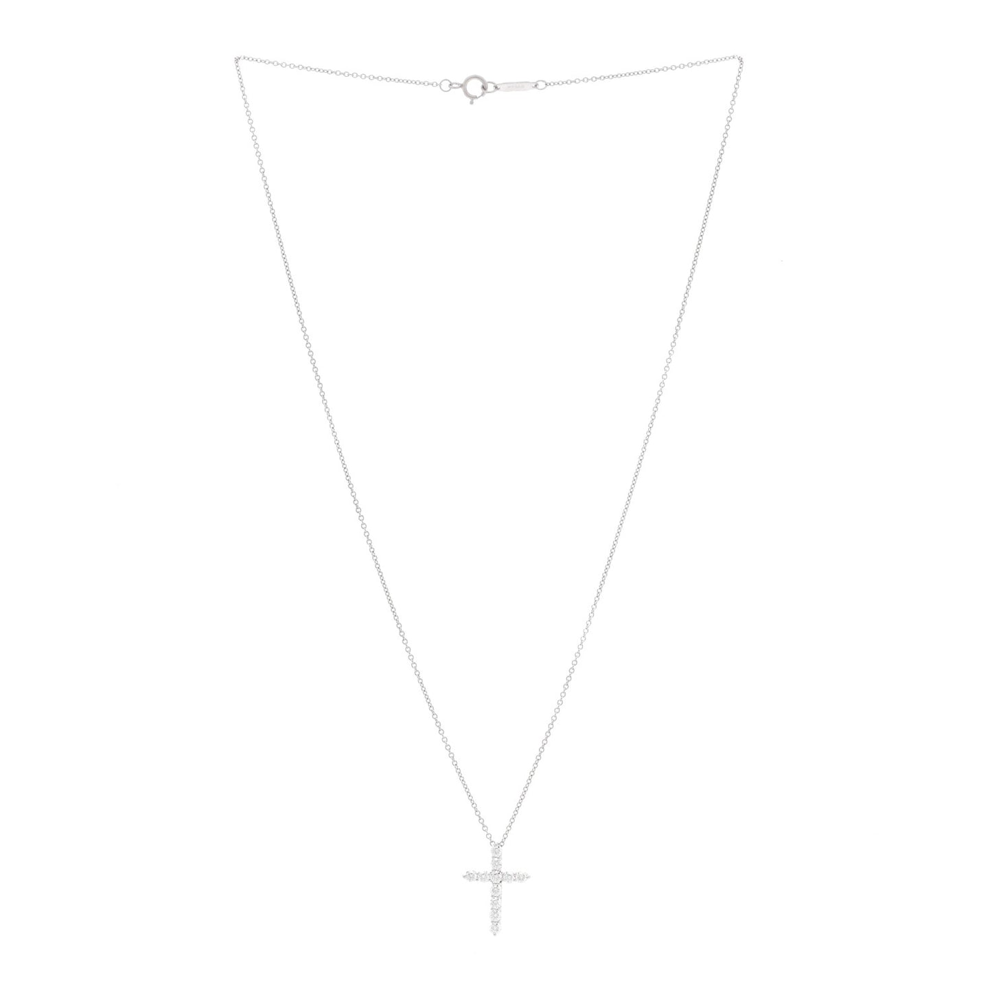 Platinum Diamond Small Cross Pendant Necklace