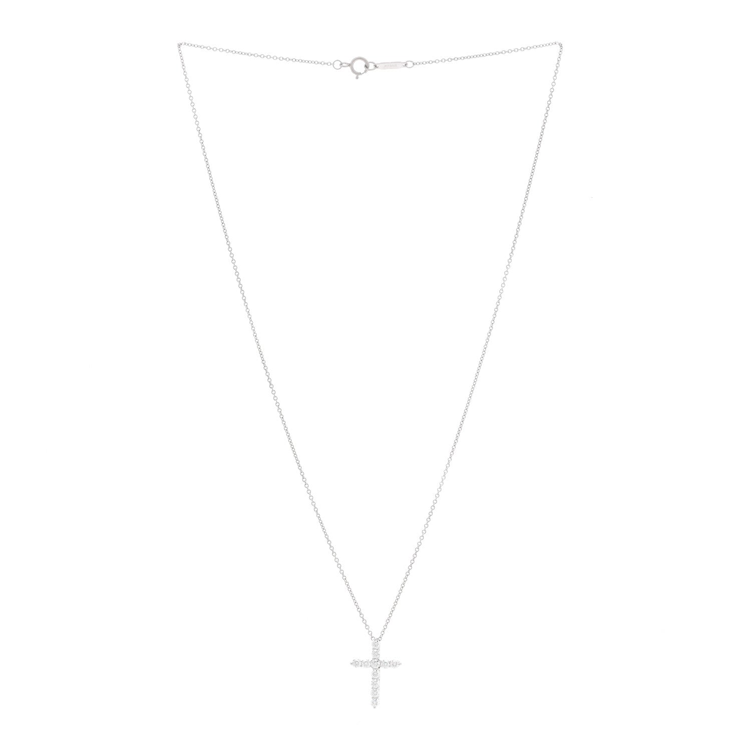 Tiffany Platinum Diamond Small Cross Pendant Necklace 2 of 3