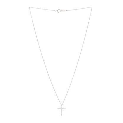 Tiffany Platinum Diamond Small Cross Pendant Necklace 2 of 3
