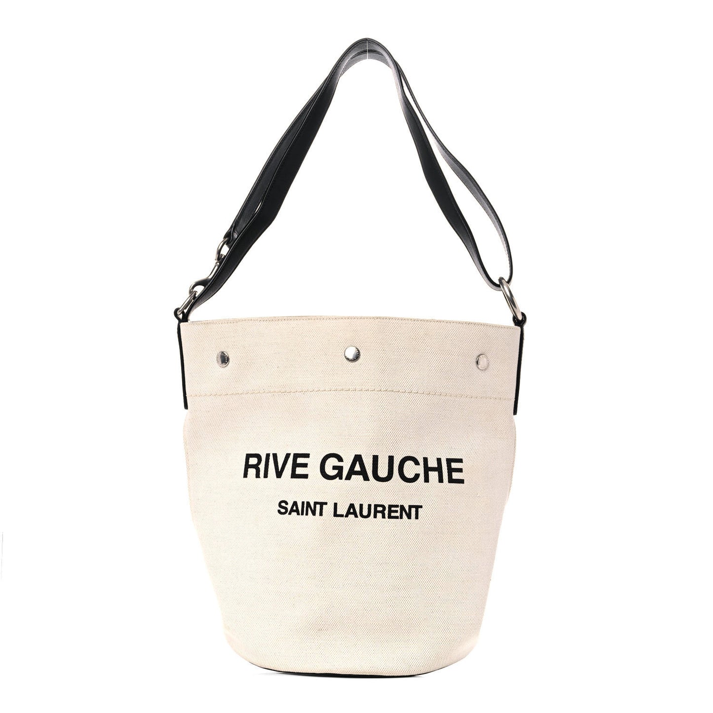 Linen Calfskin Rive Gauche Bucket Bag Greggio Natural