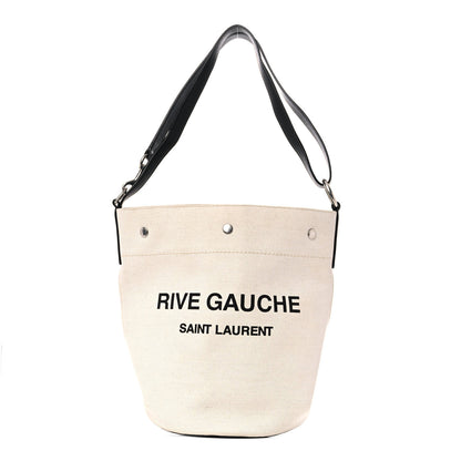 Saint Laurent Linen Calfskin Rive Gauche Bucket Bag Greggio Natural 3 of 13