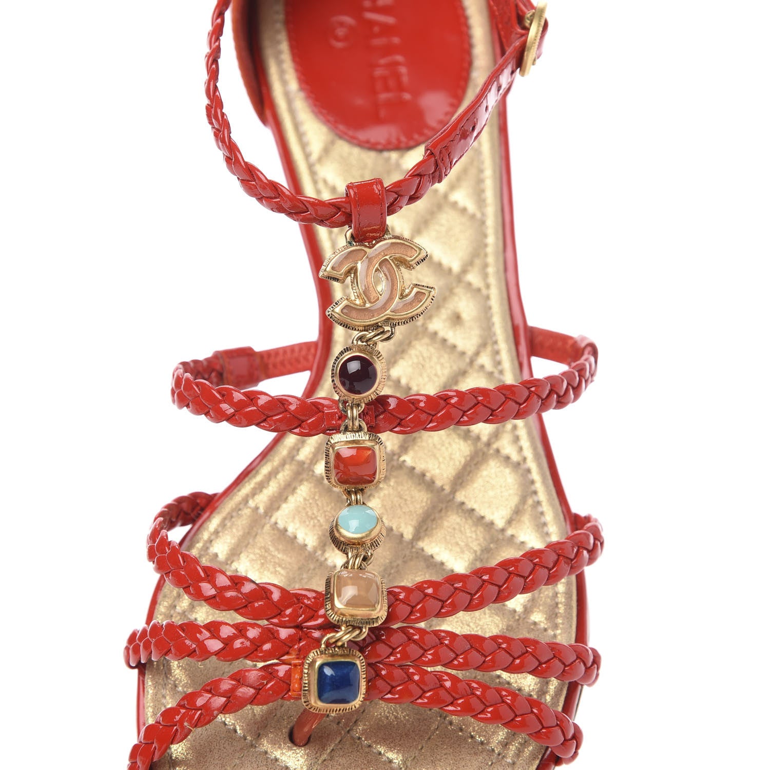 Chanel Patent Rope CC Sandal 36.5 Red 7 of 9